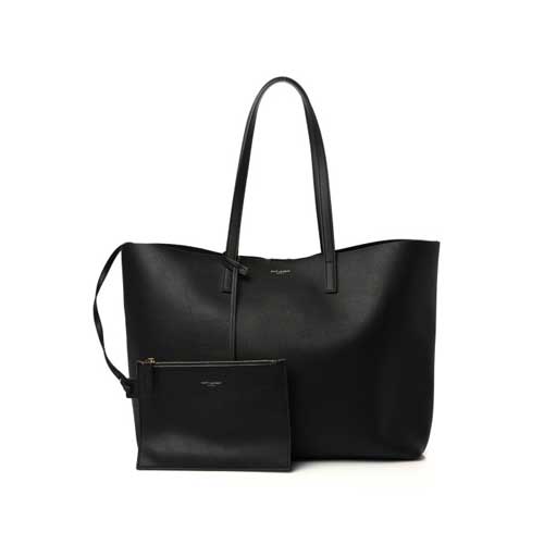 SAINT LAURENT Calfskin Large Shopping Tote Black - BestLuxuryBags.com